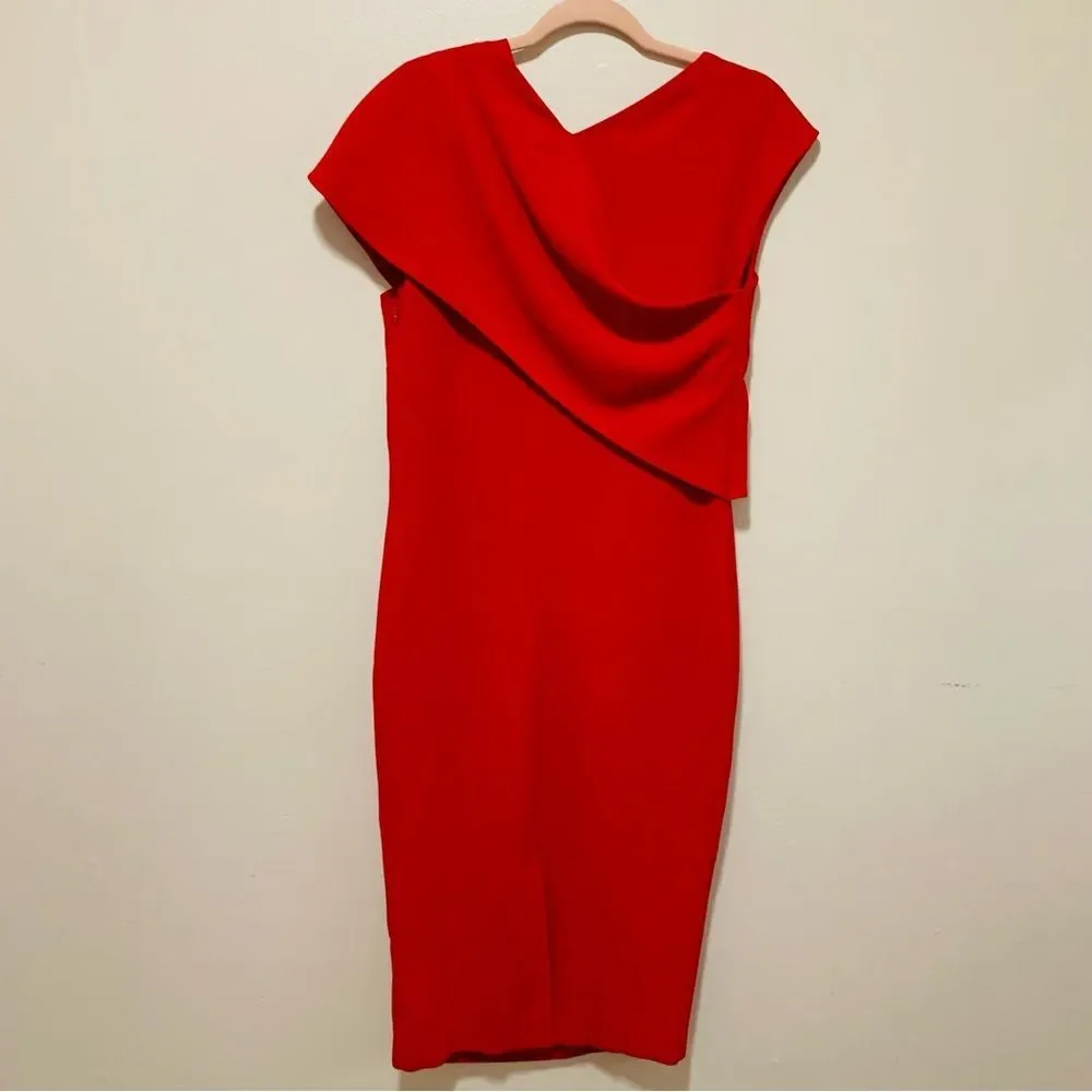 Ralph Lauren Collection Purple Label Red Crepe asymmetric Overlay dress size 10